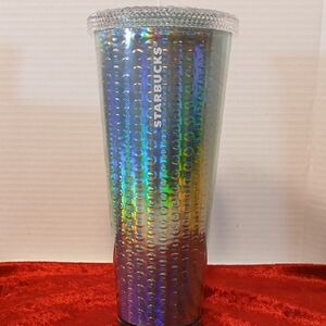 Starbucks Holographic Tumbler with Lid And Straw, 24 Oz, Cold Drinks, 2025